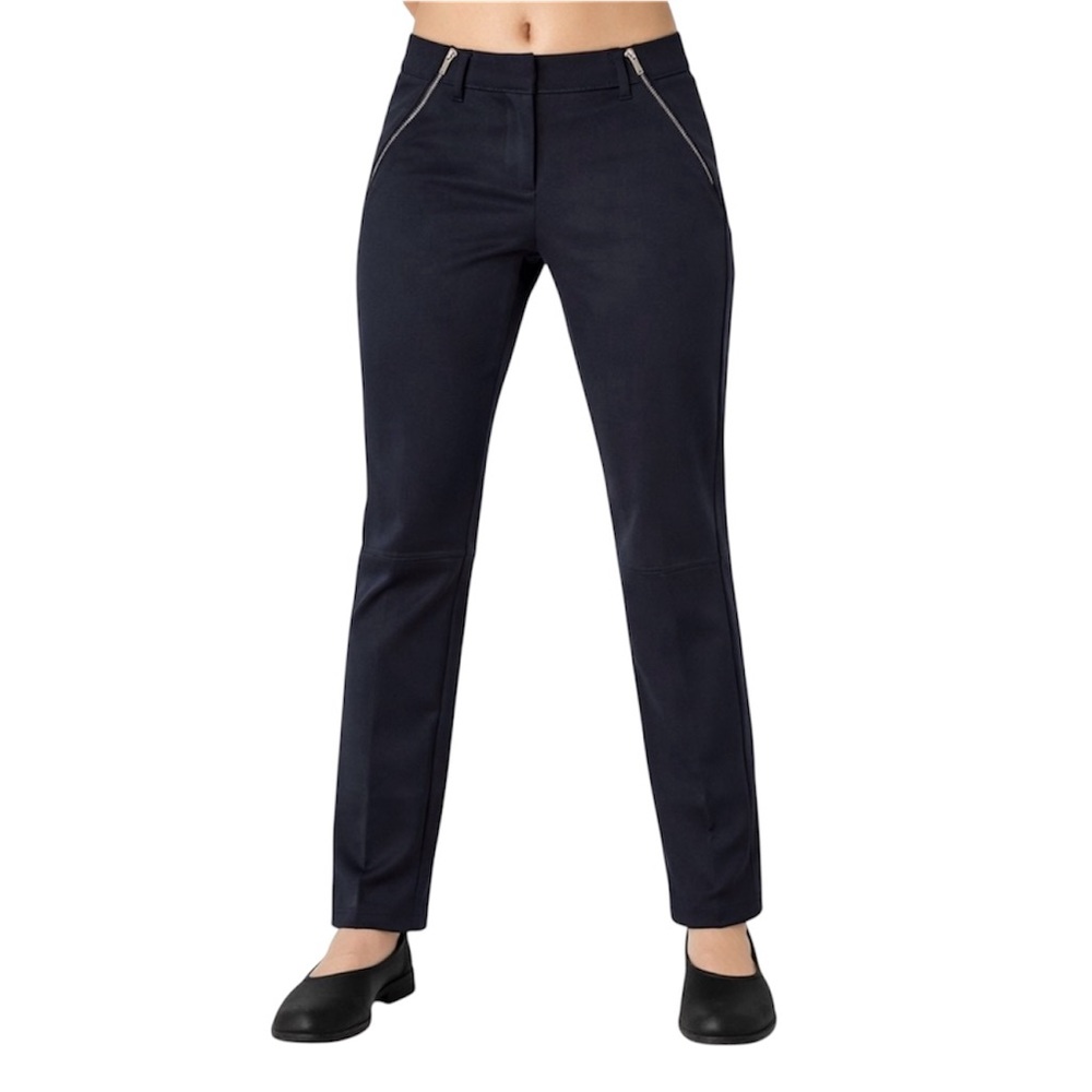 Anatomie Womens Travel Ankle Pant Size Medium Black Stretch Knit Two Zippers